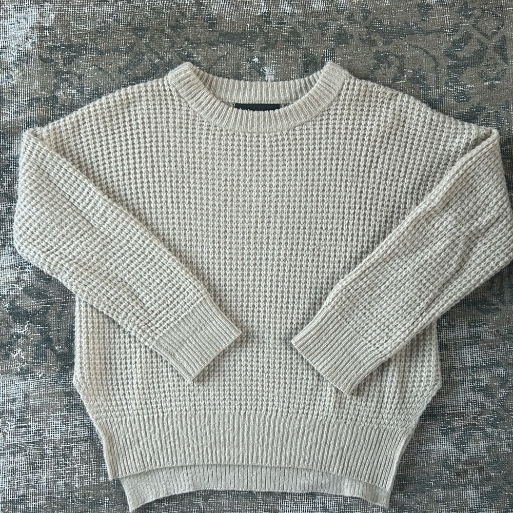 Jenni Kayne Oversized Waffle Sweater, XS, Oatmeal Beige